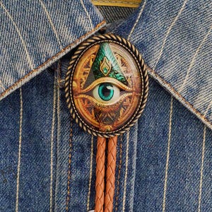 Gothic All Seeing Eye Bolo Tie for Men Western Cowboy Necktie Vintage Leather Cord Cowboy Bolo Ties Customized Bolo Tie Gift for Her