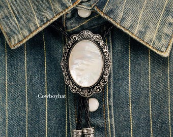 Vintage Mother of Pearl Bolo Tie: Western Wedding Cowboy Necktie