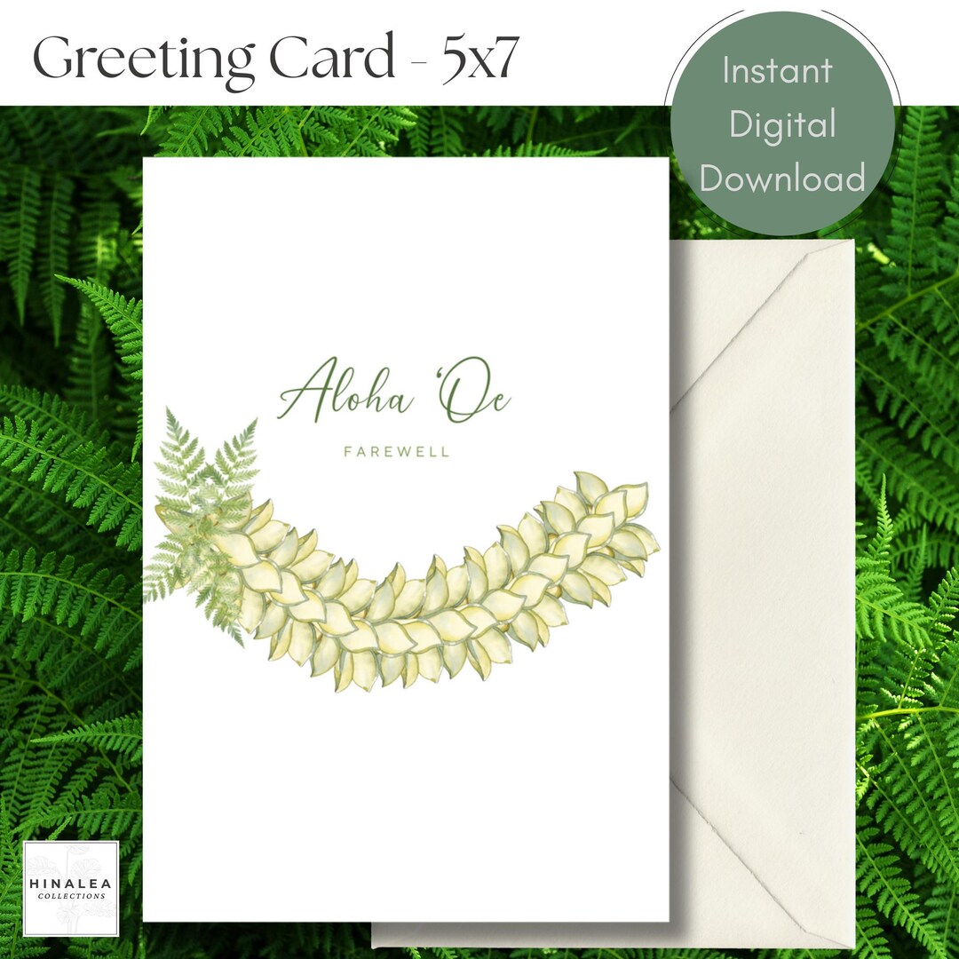 Greeting Farewell Card | Aloha Oe | Instant Digital Printable Download ...