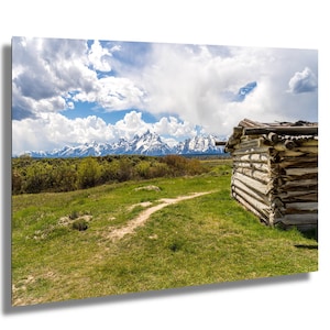 Grand Tetons Landschaftsfoto und historische Cunningham Cabin | Grand Tetons Wandkunst | Wyoming Naturfotografie