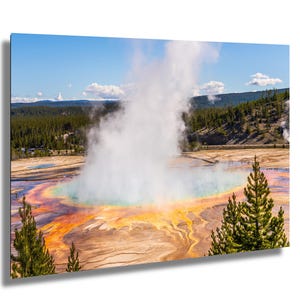Grand Prismatic Spring Yellowstone Fotodruck | Bunte Erdwärme Wand Kunst | Nationalpark-Landschaftsfotografie Dekor
