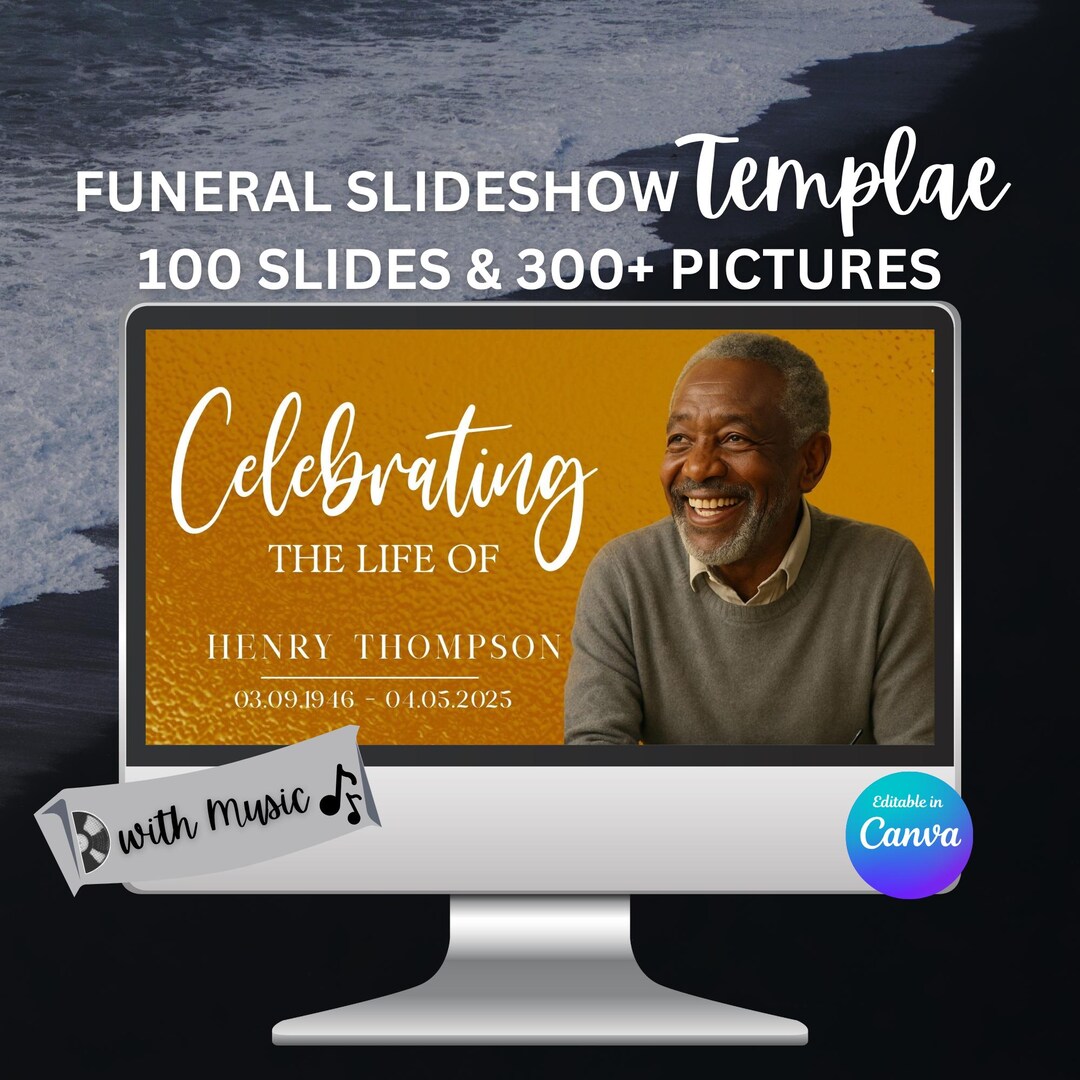Celebration of Life Slideshow: 100 Slide Memorial Photo Video (canva ...