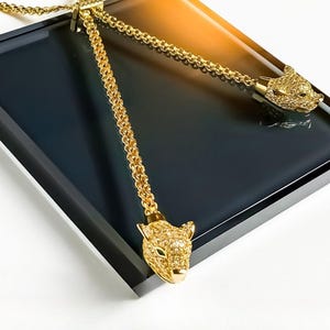 Twin Panther Golden Pendant Necklace – Bold Statement, Minimal Luxury Necklace