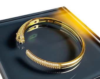 Golden Panther Bracelet – 18k Gold-Plated Panther Cuff