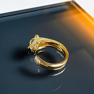 Bague panthère dorée - Bijoux de luxe pour grands félins | Bague décorative unique en or panthère