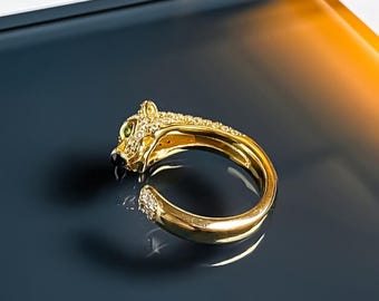 Golden Panther Ring – 18k Gold-Plated Panther Statement Ring