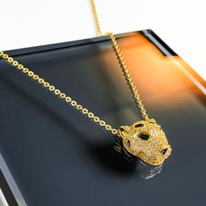 Gold & Platinum Panther Pendant Necklace – Minimal Luxury Big Cat Jewelry