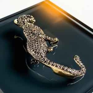 Broche panthère en cristal - Broche panthère en cristal de luxe pour blazer ou écharpe