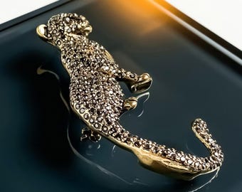 Panther Brooch – Antique Copper Panther Statement Pin