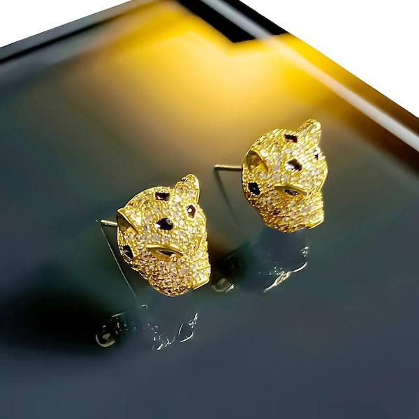Pendientes de pantera - Oro, oro rosa, platino.