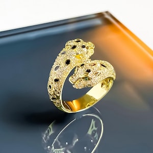 Twin Panther Statement Ring – Minimal Luxury Jewelry | Unique Big Cat Cocktail Ring