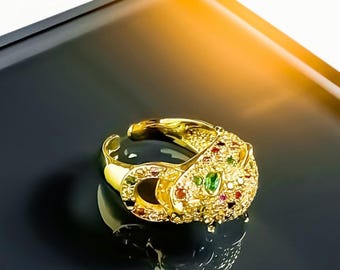Golden Panther Ring - 18k Gold-Plated Panther Statement Ring