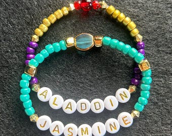 Pulseras de la amistad de Jasmine y Aladdin (juego de 2) inspiradas en Aladdin de Disney