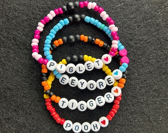 Conjunto de 4 pulseras inspiradas en Winnie the Pooh y sus amigos