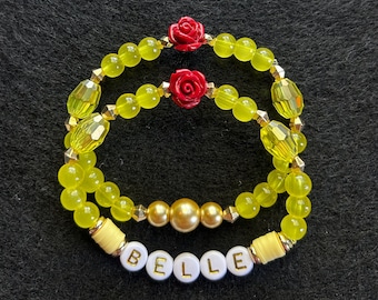 Pulseras de la amistad de Bella (juego de 2) inspiradas en La Bella y la Bestia.