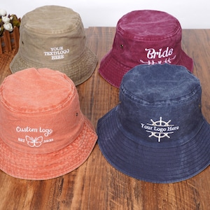 Custom Logo/Text Embroidered Bucket hat,Outdoor hat,Personalization Sun hat,Summer hat,Bachelorette Party Gift, Girls Hat for Trip/Him/Her
