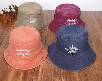 Custom Logo/Text Embroidered Bucket hat,Outdoor hat,Personalization Sun hat,Summer hat,Bachelorette Party Gift, Girls Hat for Trip/Him/Her