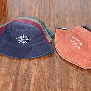 Custom Text/Logo Embroidered Bucket Hat, Personalized Vintage Hat,Camping hat Summer hat,Bachelorette Party Gift,Vacation Travel,Custom Hats