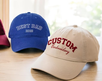 Gestickter Hut, benutzerdefinierte personalisierte Text / Logo-Hut, Baumwoll-Papa-Kappe, Unisex-Baseballhut, Bachelorette-Hüte, kundenspezifischer Sorority-Hut, Geschenk für Vater-Mama