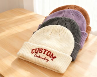 Benutzerdefinierte Mütze-Personalisiertes Logo / Text gestickte Mütze Hüte-Warme Strickmütze-Benutzerdefinierte Frauen Mütze-Weihnachtsgeschenke-Damen Mütze, Herren Wintermütze