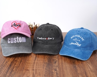 Cappello personalizzato con testo/logo ricamato in 3D, cappello da baseball vintage personalizzato, regalo per neo-papà e neo-mamma, per la sposa, cappello da confraternita, cappello da addio al nubilato