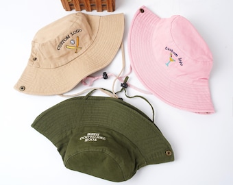 Embroidered Bucket hat Custom Text/Logo hats  Personalization Sun hat Camping hat  Bachelorette Party Custom hats Summer hat Travel sun hat