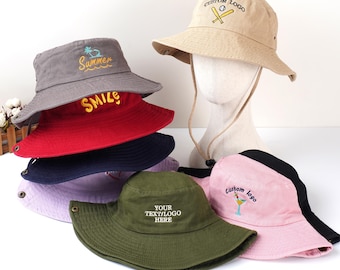 Text Embroidered Bucket hat,Custom Personalized Sun hat,Logo Design,Dad hat,Camping hat,Custom Summer hat,Bachelorette gifts,Gift for Trave