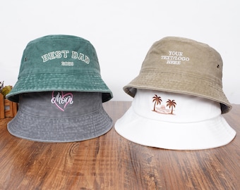 Custom Text Embroidered Bucket Hat,Outdoor hat,Hiking hat,Personalized Logo Design,Sun hat ，Bachelorette Party,Customized Gift for Her/Trip