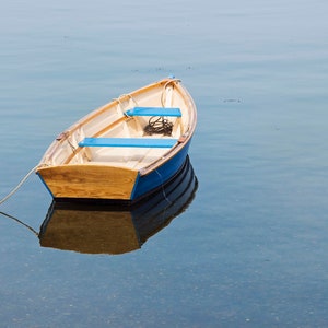 Row Boat Photography, Nautical Home Decor, Coastal Cottage, Beach House Master Bedroom, Blue Bathroom Art Prints