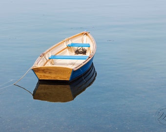 Row Boat Photography, Nautical Home Decor, Coastal Cottage, Beach House Master Bedroom, Blue Bathroom Art Prints