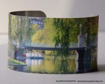 Cuff Bracelet, Boston Jewelry, Public Garden Bracelet Gift, Glossy Aluminum Jewelry, 1.5" Wide, Gift for Mom Sister Wife Mothers Day