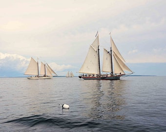 Sailing Print, Nautical Photography, Schooner Race Coastal Maine, Living Room Decor, Blue Cream, Boat Prints, Master Bedroom, Beach House