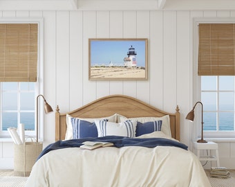 Nantucket Art Print, Sailing Brant Point Lighthouse, New England Cape Cod Art Photography, Coastal Nautical Pictures, Summer Cottage Bedroom