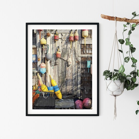 New England Coastal Prints Rustic Lobster Buoy Art Coastal Etsy