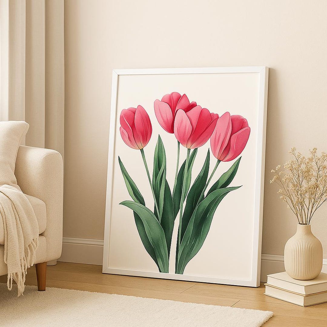 Tulip Flower Wall Art | Wall Art | Feminine Floral Print | Spring ...