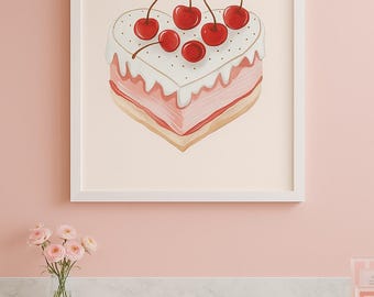 Cake Charm| Fake Cake | Dessert Wall Art | Bakery Wall Art |Sweet Treat | Feminine Digital Download |Digital Print| Cake Print | Fruit Print