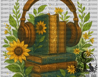 Solbelysta berättelser – Sommarljudbok Solroskonst | Digital PNG-nedladdning