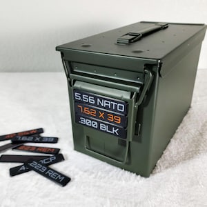 Ammo Can Labels - Custom Calibers - Magnetic or Adhesive Backing - Mix & Match 5-pack