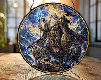 Atrapasueños de Odín personalizado, decoración vikinga con nombre personalizado, adorno para ventana de la mitología nórdica, atrapasueños de cuervo, regalo para amantes de los vikingos.