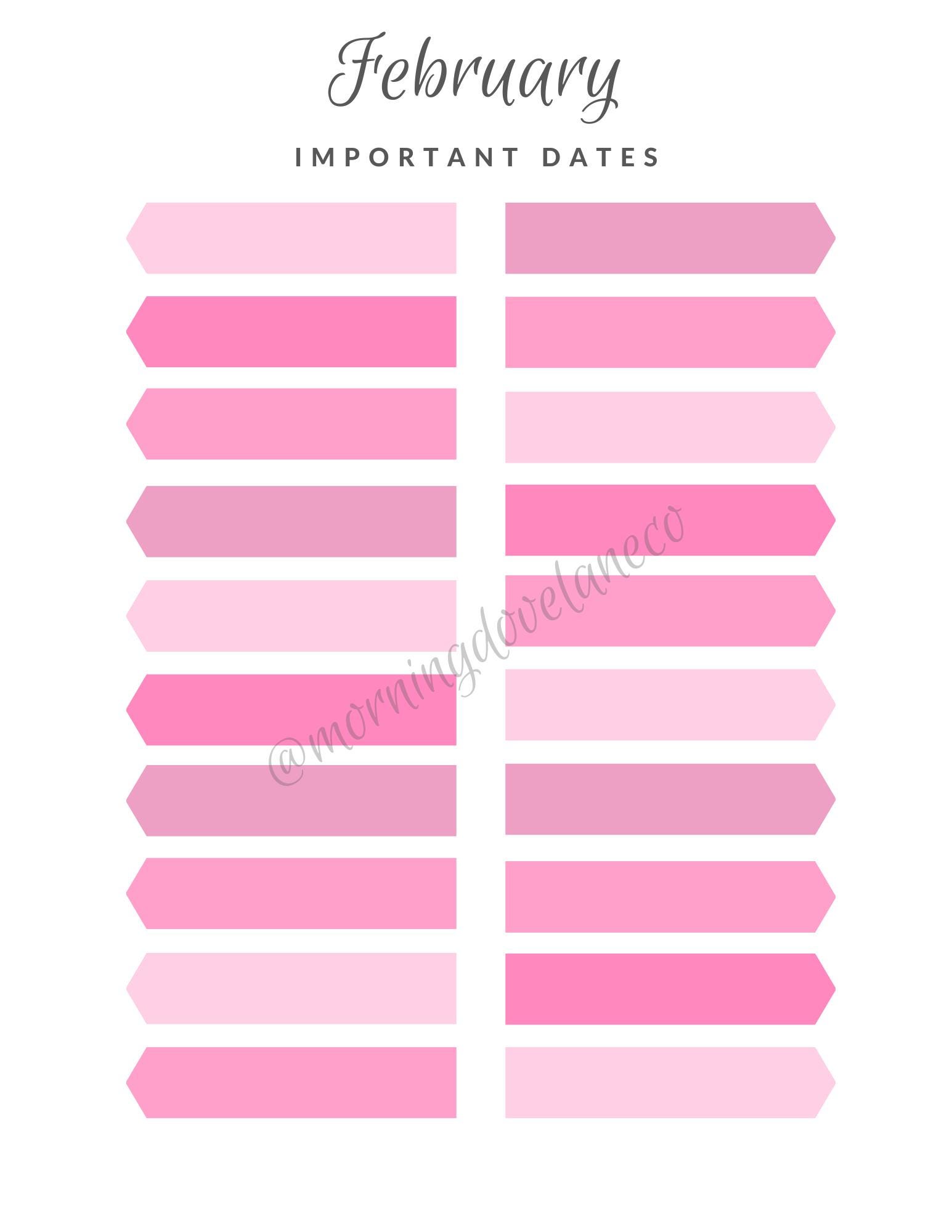 Editable Important Dates Tracker Printable | 12-month Birthday ...