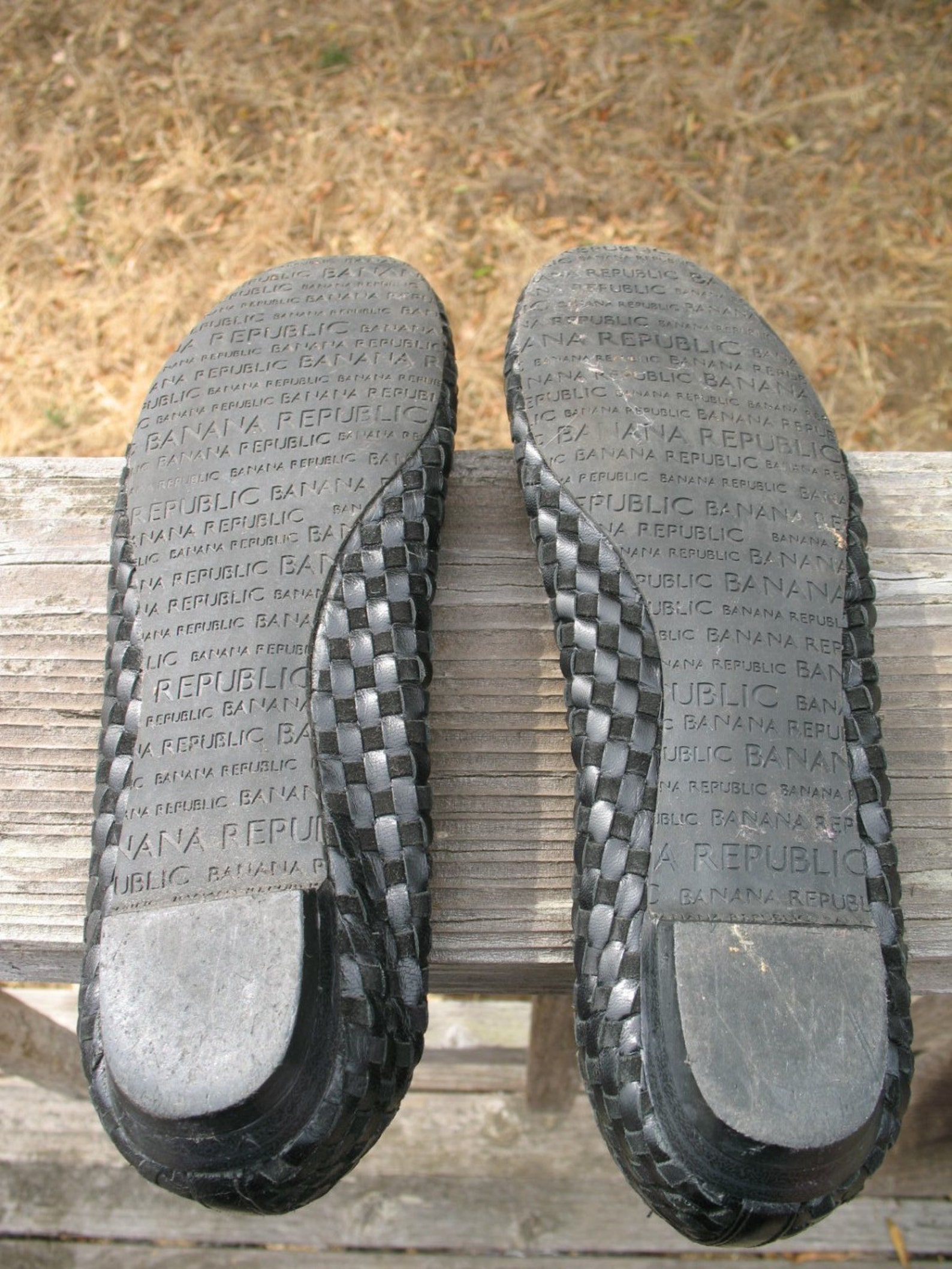 banana republic black woven leather ballet shoes audrey hepburn style size 7 1 /2 m