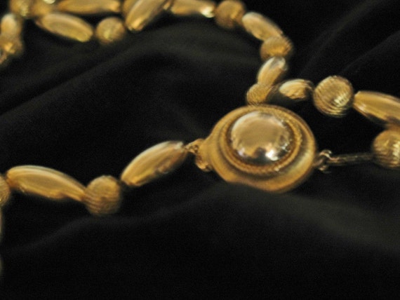 Vintage 40s MINT Gold Deco Bead Necklace
