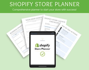 Shopify Store Planner | Digital Ecommerce Business Workbook | Printable Online Shop Setup Checklist & Launch Guide