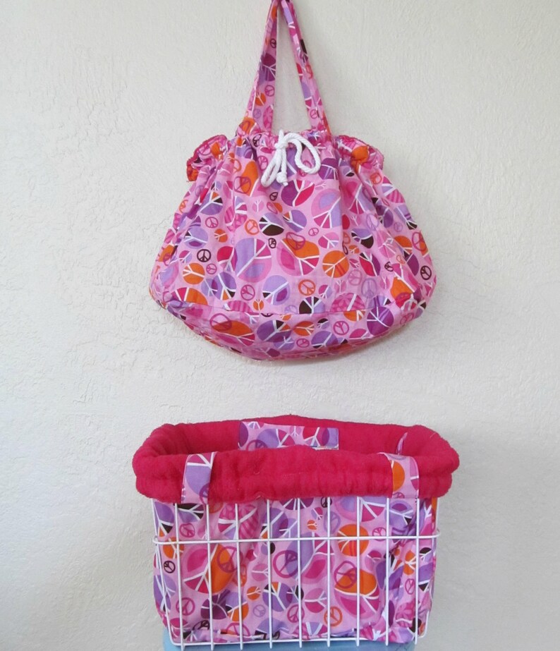 Peace Bicycle Basket Liner Tote Bag