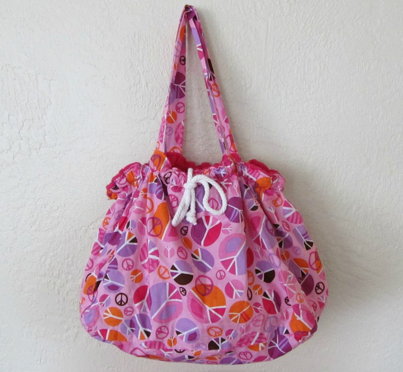 Peace Bicycle Basket Liner Tote Bag