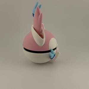 Sylveon Pokeball 3D Printed Display | Handmade Pokémon Collectible Decor | Anime Gaming Shelf Gift image 3