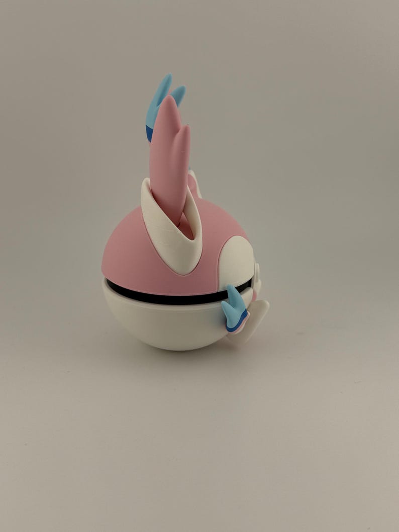 Sylveon Pokeball 3D Printed Display | Handmade Pokémon Collectible Decor | Anime Gaming Shelf Gift image 3