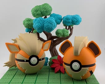 Arcanine & Growlithe Pokeball-bundel | 3D-geprint Pokémon-bureaudecor