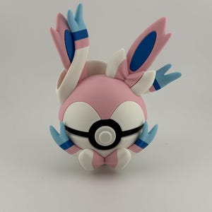 Sylveon Pokeball 3D Printed Display | Handmade Pokémon Collectible Decor | Anime Gaming Shelf Gift image 5