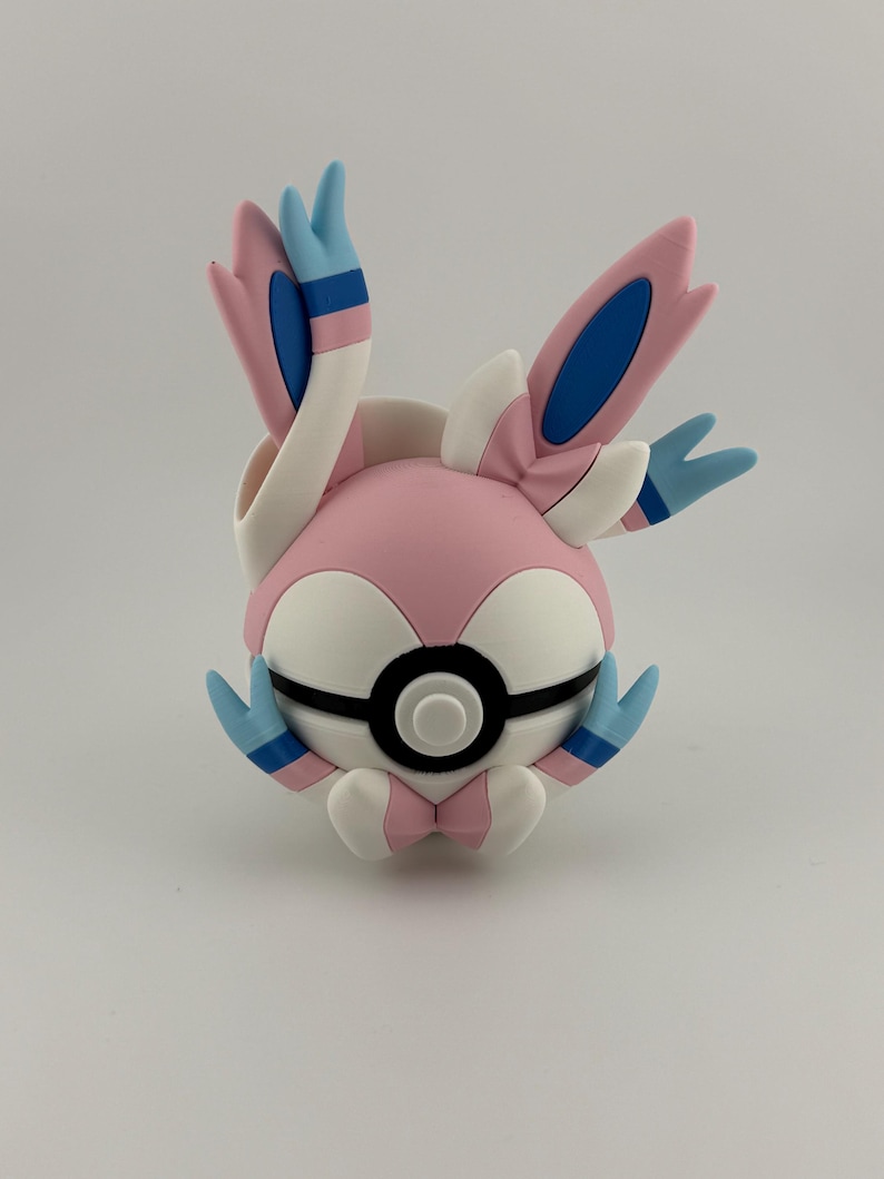 Sylveon Pokeball 3D Printed Display | Handmade Pokémon Collectible Decor | Anime Gaming Shelf Gift image 5